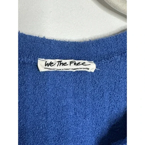 WE THE FREE Women's Long Sleeve Blue Henley Button Sweater Top Sz M - Picture 3 of 6